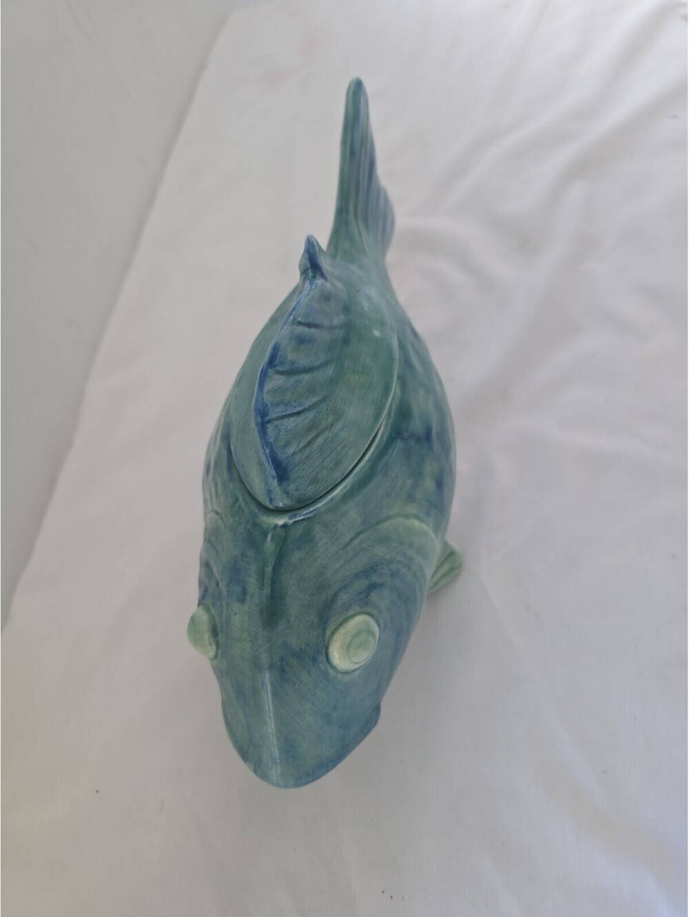MAXCERA SALMON TRULA COOKIE JAR FISH CERAMIC HAND-PAINTED VINTAGE